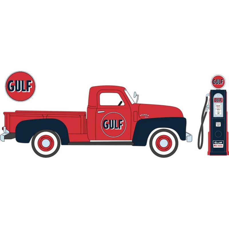 GreenLight GL-12984 1/18 1952 GMC 150 Gulf Oil with Vinatage Gas Pump