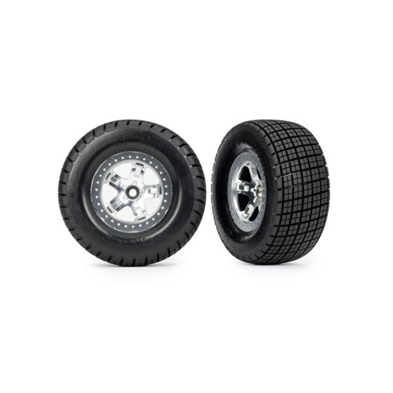Traxxas 10476 Tires & Wheels SCT Satin Chrm 2.0/Hoosr Front
