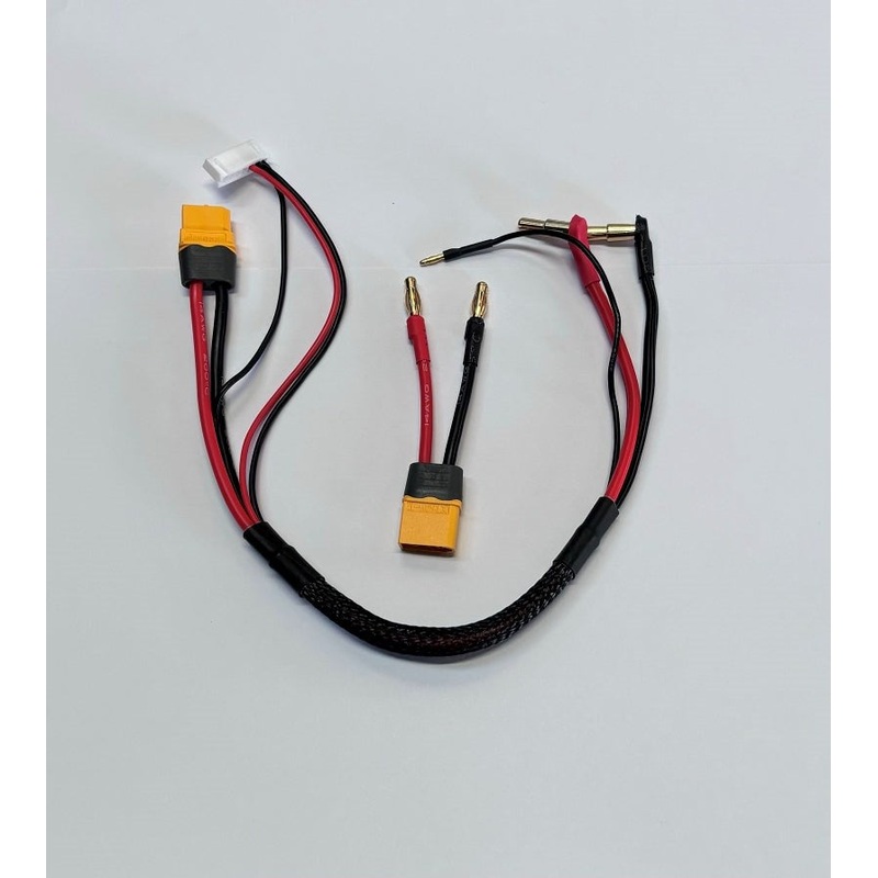 RC Pro RCP-BM042-3 4-5mm Stepped Bullet – XT60 Charge Lead 300mm long With 4mm Charger Adapter 2S Balance with 7pin XH Plug. Braided Wrap & Glued Heat Shrink