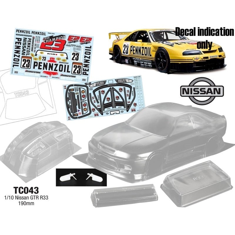 Team C TC043-P 1/10 Nissan GTR R33 190mm Pennzoil Decal Sheet