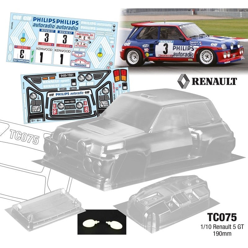 Team C TC075-P 1/10 RENAULT 5 GT Group b Rally 190mm Philips Decal Sheet