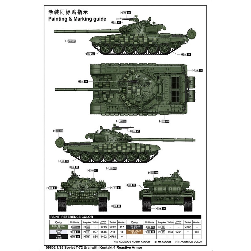 Trumpeter 09602 1/35 Soviet T-72 Ural with Kontakt-1 Reactive Armo