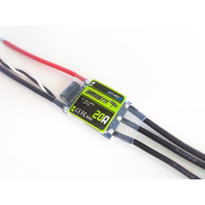 HTIRC HTI-D20-302401 #D-20A. Dragonfly 20A. Multi Rotor ESC. Burst 20A/25A 2-4LiPo 5-12NC 30x24x8.5mm 21g