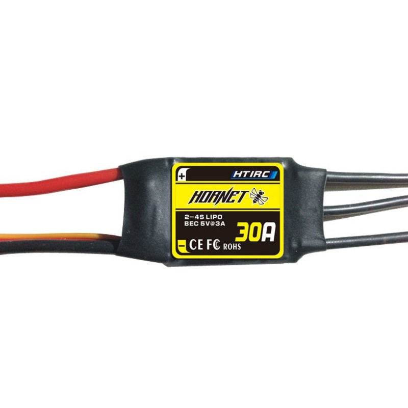 HTIRC HTI-H30-302401 H-30A. Hornet 30A. Aircraft Heli ESC. Burst 30A/40A 2-4LiPo 5-12NC BEC 5V/2A  By HTIRC 30x24x8.5mm 21g