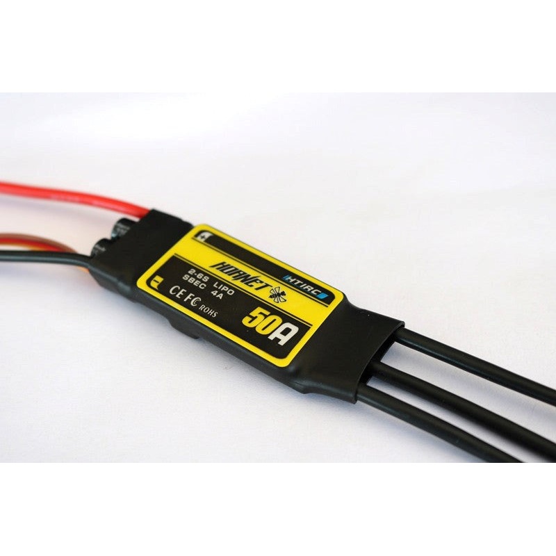 HTIRC HTI-H50-522501 H-50A. Hornet 50A Aircraft Heli ESC. Burst 50A/60A 2-6LiPo 5-18NC SBEC 5V/4A 52x25x11mm 43g