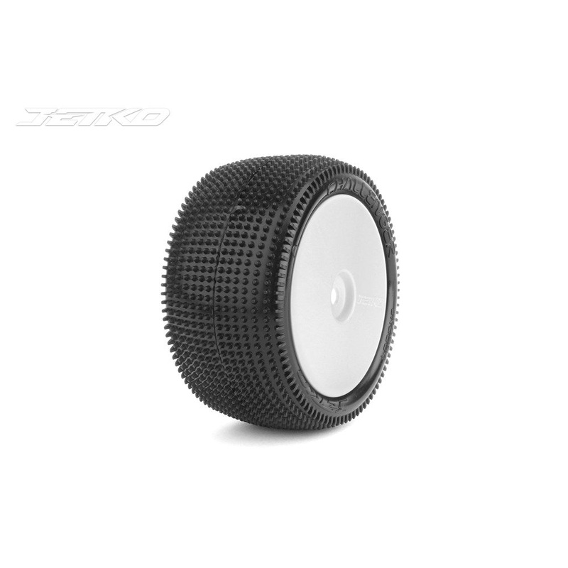 Jetko JKO2004DWCSG 1/10 Buggy Carpet/Astro 2WD/4WD Rear-Challenger/Dish/White Rim/Composite Soft /Glued MTD Tires (2)