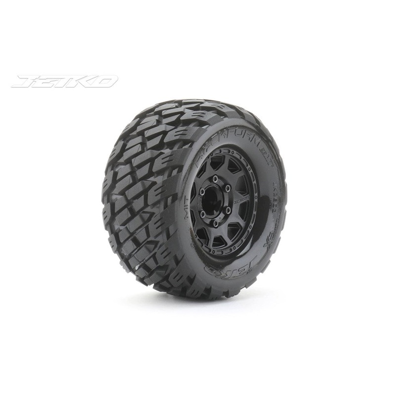 Jetko JKO2803CBMSGN 1/10 MT 2.8 EX-ROCKFORM/Claw Rim/Black/Medium Soft/Glued Includes Adapters for Traxxas Stamped Rustler Hoss Arrma Granite. 12mm 14mm and 17mm Hex
