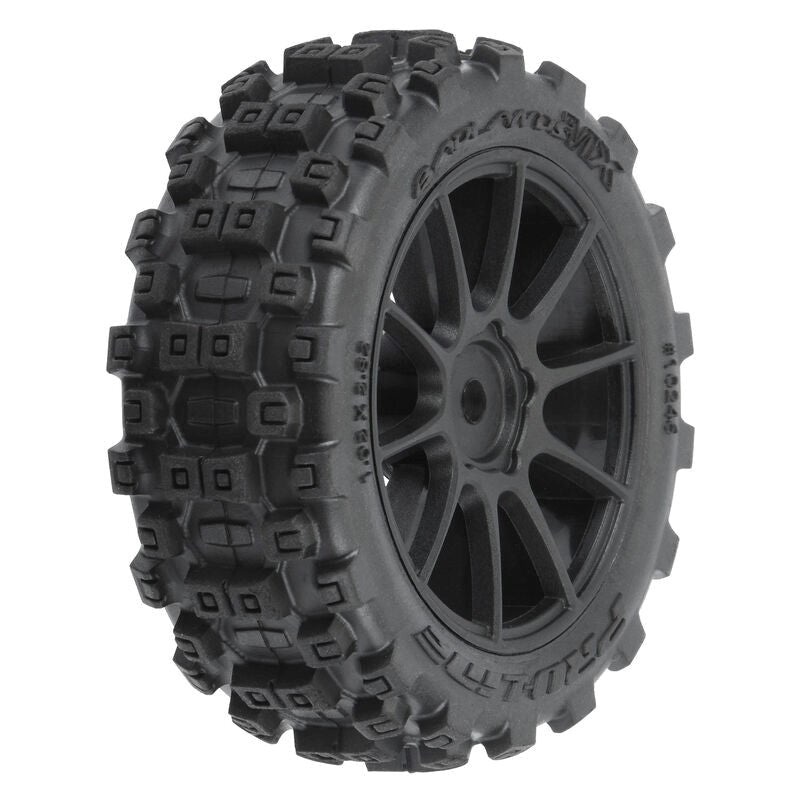 Proline PRO1024610 Badlands MX 1.9 All-Terrain Buggy Tires (4) Mounted on Mach-10 Black 1.9 12mm Hex Wheels for Typhon GROM 4×4 Front or Rear