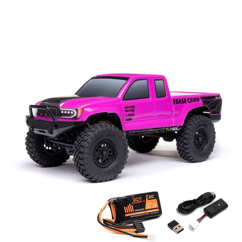 Axial AXI-1219T3 1/24 SCX24 Base Camp 4×4 Rock Crawler Brushed RTR – Pink