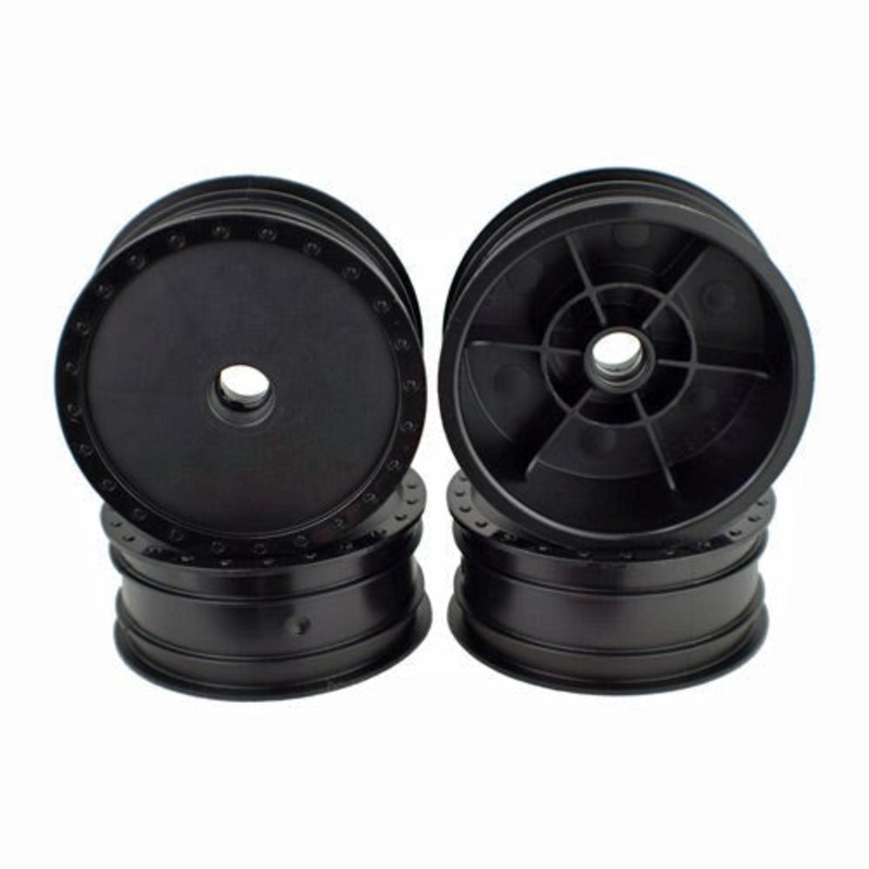 DE Racing DER-BB4-AFB Borrego Wheels for Associated B4 / Bearing / Front / BLACK / 4Pcs 2.2in