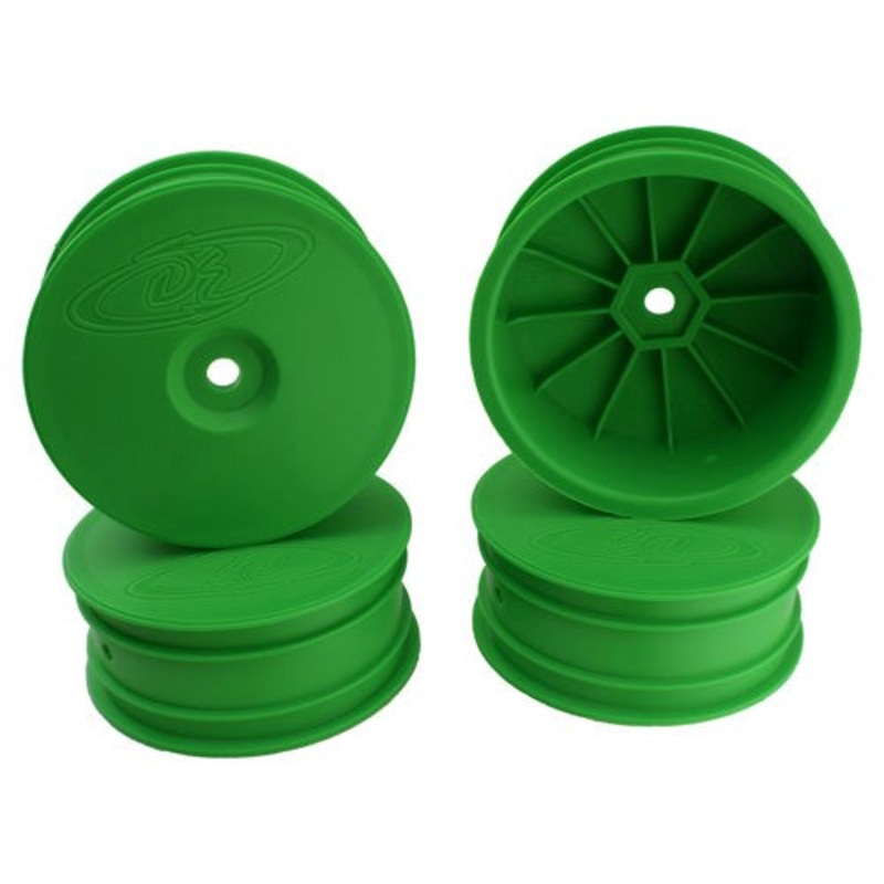 DE Racing DER-SB4-A4G Speedline Buggy Wheels for Associated B64 – B64D / TLR 22 3.0 – 4.0 / Front / GREEN / 4Pcs 2.2in