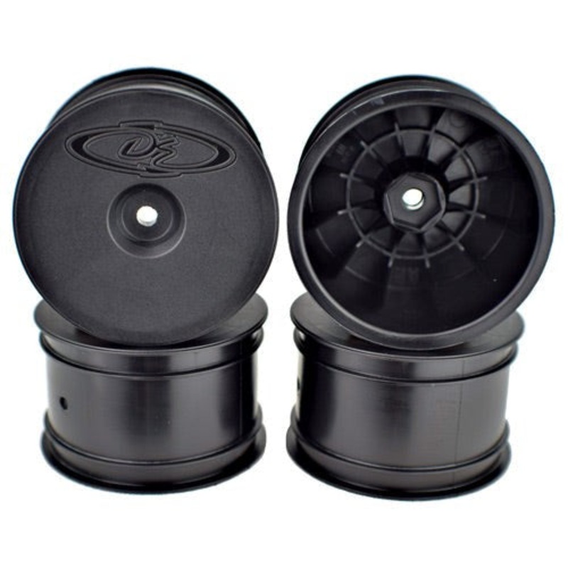 DE Racing DER-SB4-ARB Speedline Buggy Wheels for Associated B6.1 – B64 / TLR 22 – 22-4 / Rear / BLACK / 4pcs 2.2in