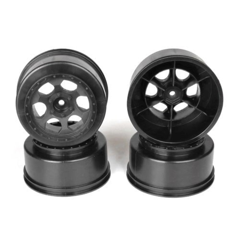 DE Racing DER-TS4-RB Trinidad SC Wheel for Traxxas Slash Rear – Slash 4×4 / HPI Blitz / BLACK / 4pcs 2.2/3.0in