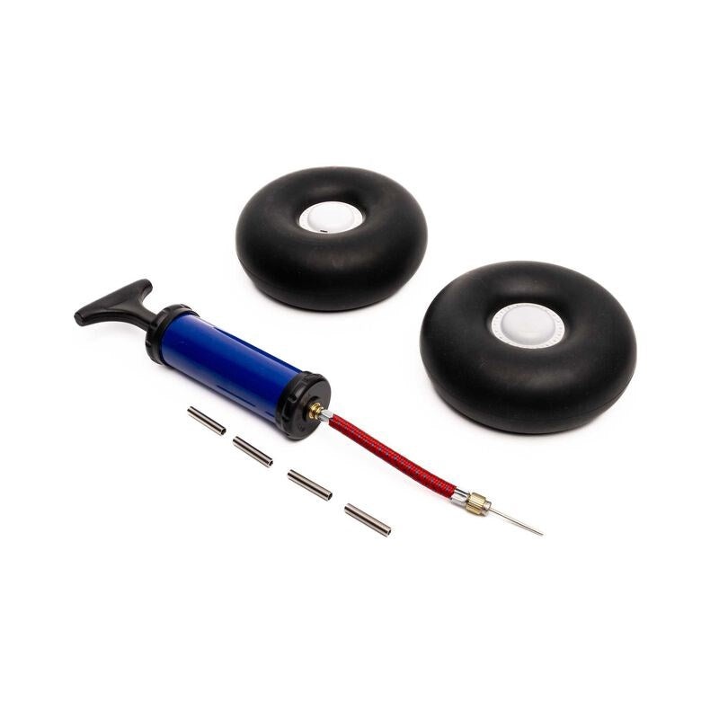 Eflite EFL-1350 Inflatable Tundra Tire and Beadlock Wheel Set w/Pump 5.5 (140mm) Fits Draco 2.0m and Super Timber 1.7m