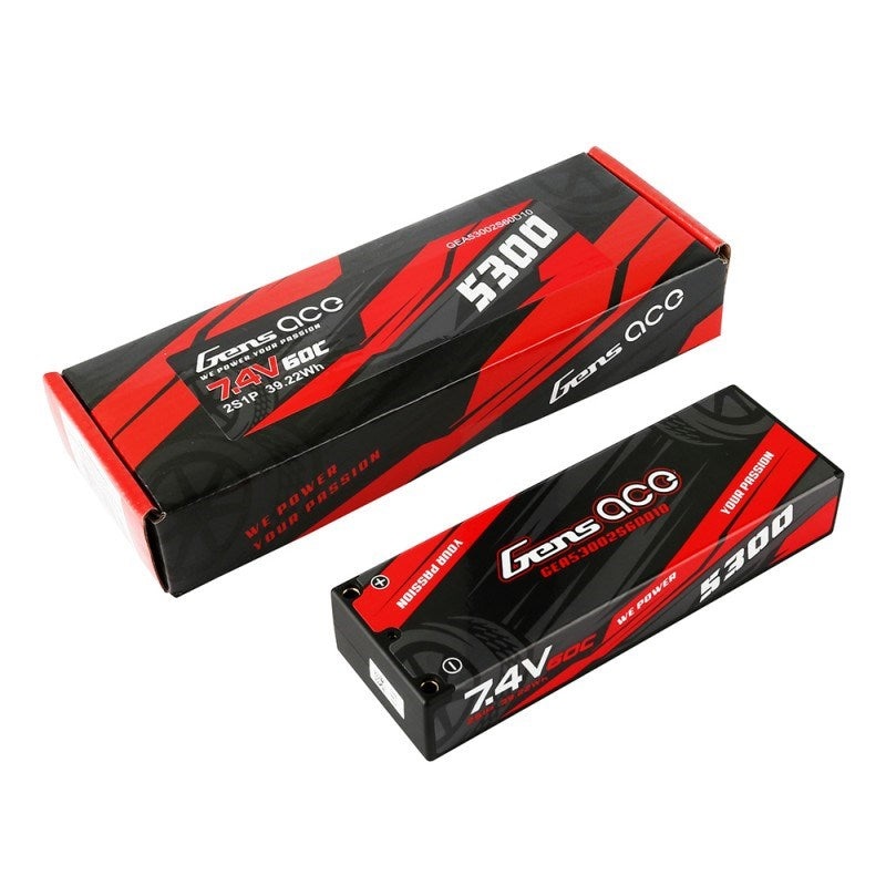 Gens Ace GA5300-2S60-HC-4MM Gens Ace 5300mAh 2S 7.4v 60C Hard Case with 4mm Plug