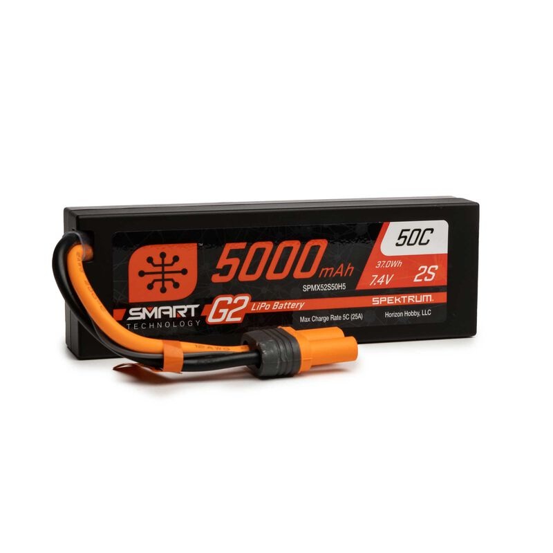 Spectrum5000mAh 7.4v 2S 50C Smart G2 Hardcase LiPo Battery: IC5 Fits Promoto MX