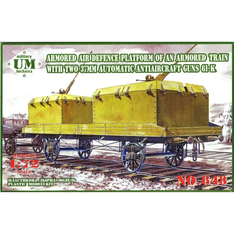 Unimodel 648 1/72 Armored Air Defense Platform an armored train with two 37mm auto AA guns 61-k