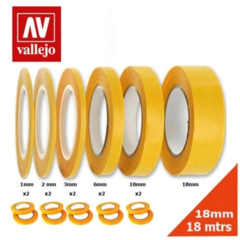 Vallejo AVT07003 Hobby Tools Precision Masking Tape 2mmx18m Twin Pack