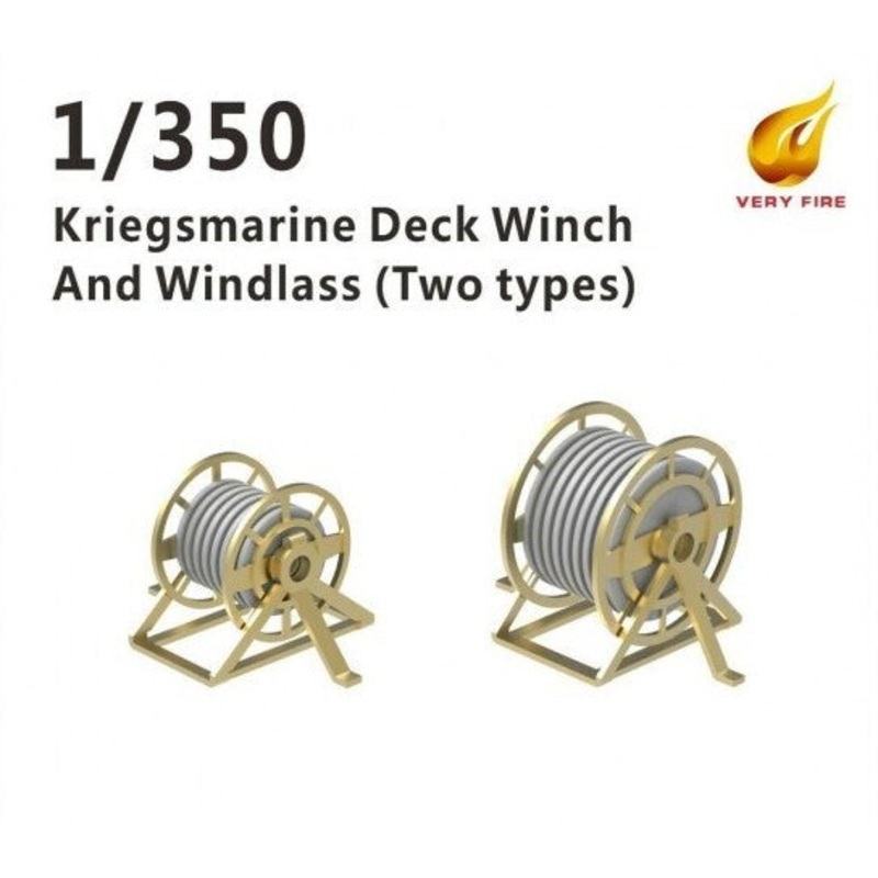 Very Fire VFDKM04 1/350 Kriegsmarine deck winch and windlass 2 types (22 sets)