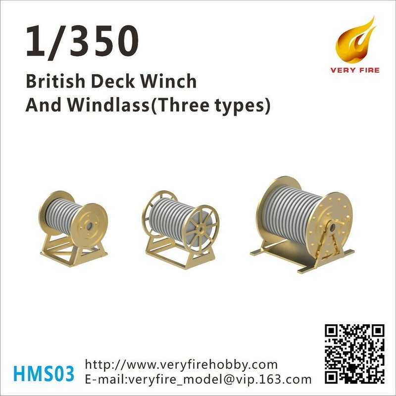 Very Fire VFHMS03 1/350 British deck winch and windlass 3 types (23 sets)