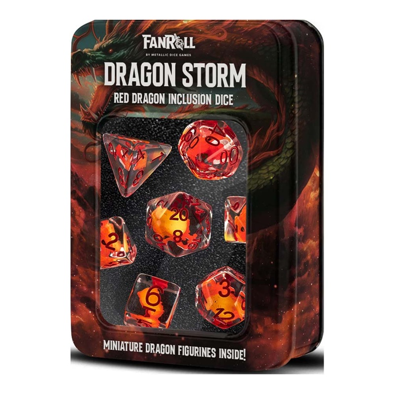 MDG MDG10934 Dragon Storm Inclusion Resin Dice Set: Red Dragon