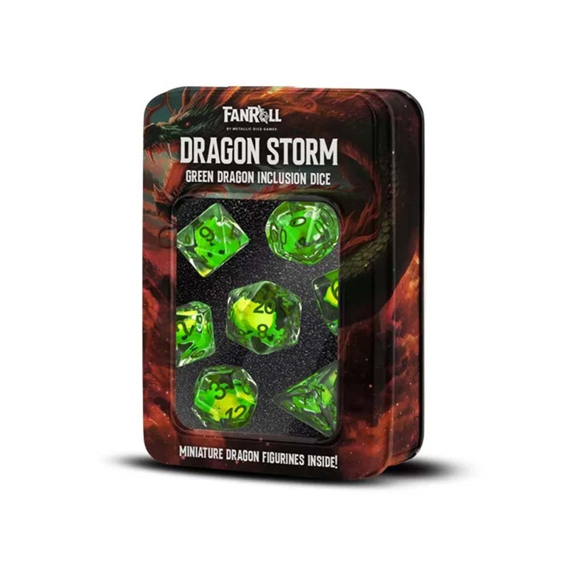 MDG MDG10935 Dragon Storm Inclusion Resin Dice Set: Green Drago
