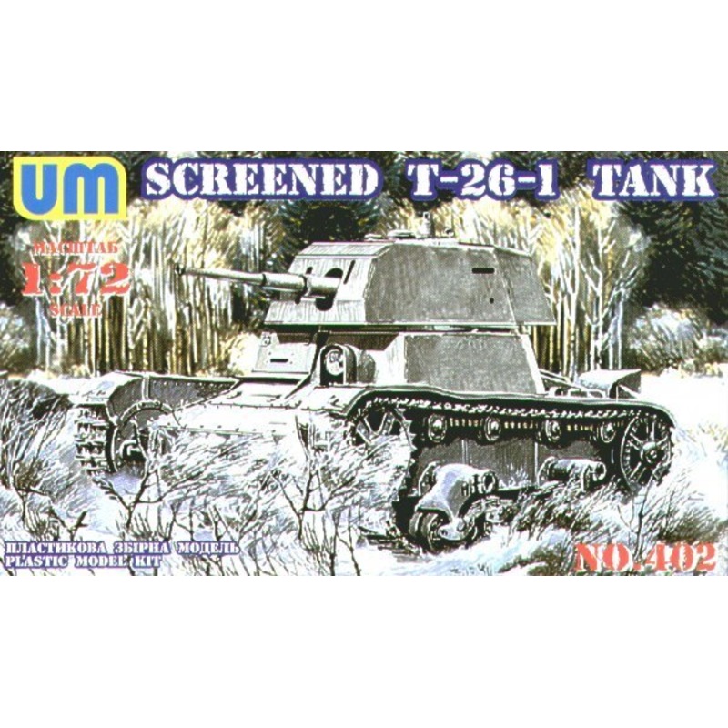 Unimodel 402 1/72 T-26-1 LIGHT TANK WITH CONICAL TURRET AND ADD-ON ARMOR