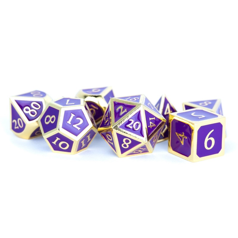 MDG MDG017 Metal Enamel Dice: Gold with Purple Enamel