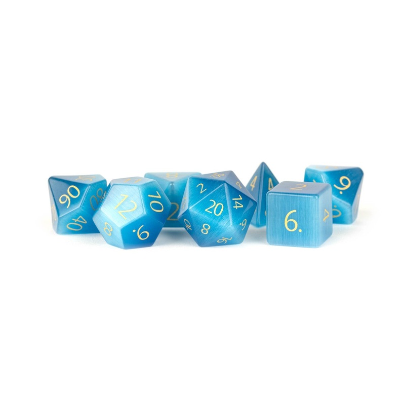 MDG MDG105 Stone Dice Set: Cats Eye Aquamarine