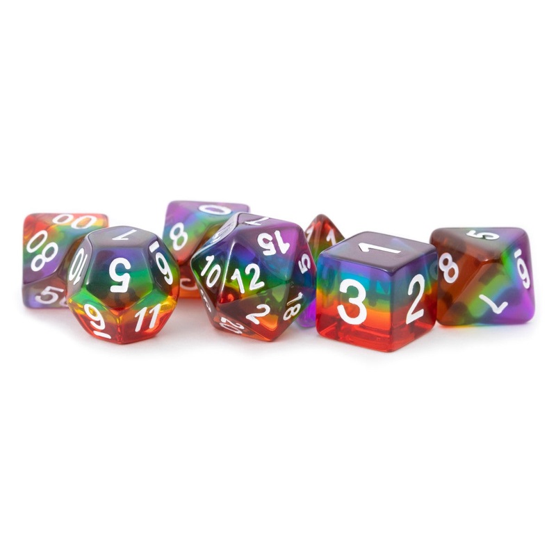 MDG MDG677 Resin Polyhedral Dice Set: Translucent Rainb