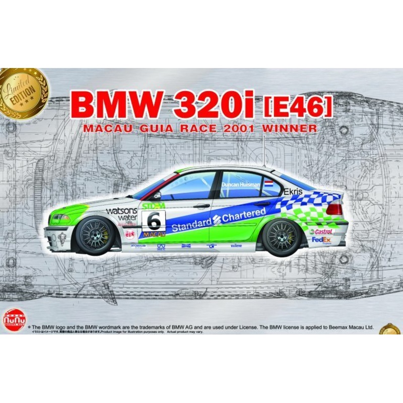NuNu 24041 1/24 BMW 320i E46 2001 Macau Gear Race Winner
