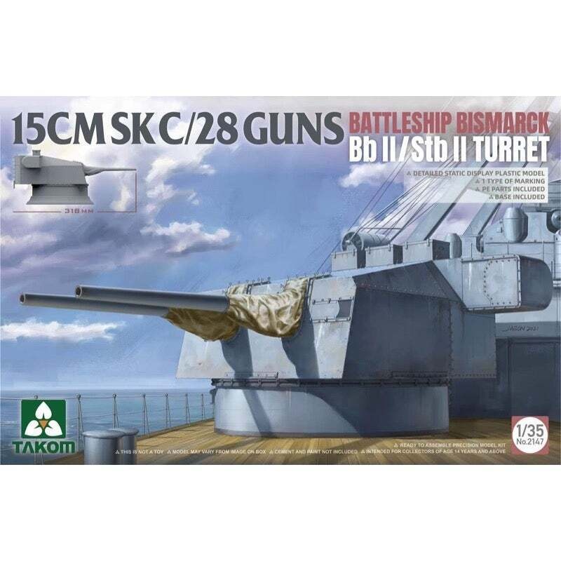 Takom 2147 1/35 15CMSK C/28 Guns Battleship Bismarck BB II / STB II Turret