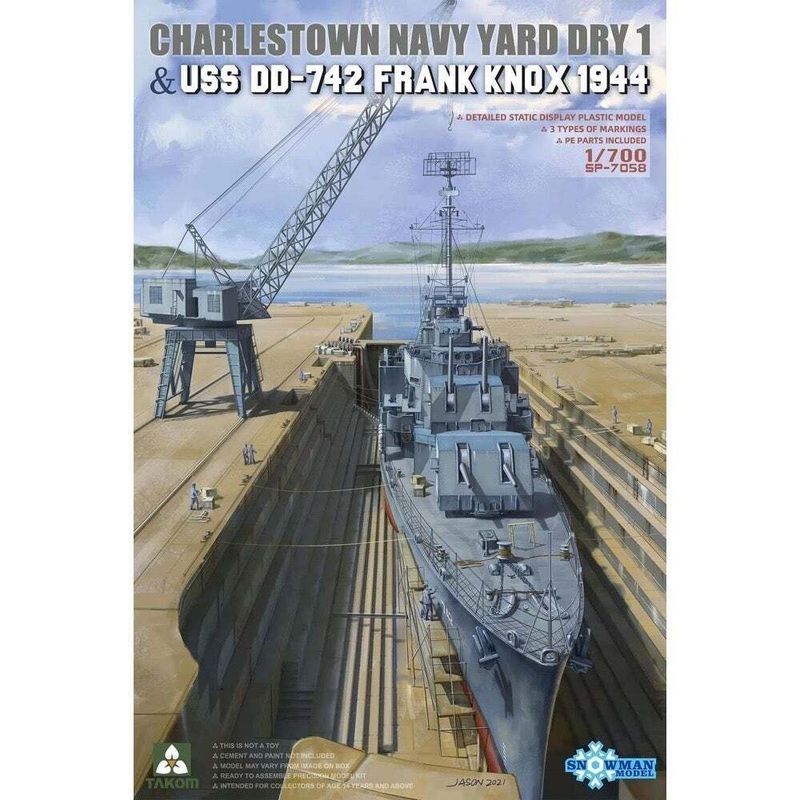 Takom SP7058 1/700 Charlestown Navy Yard Dry Dock 1 & USS DD-742 Frank Knox 1944 Model Kit