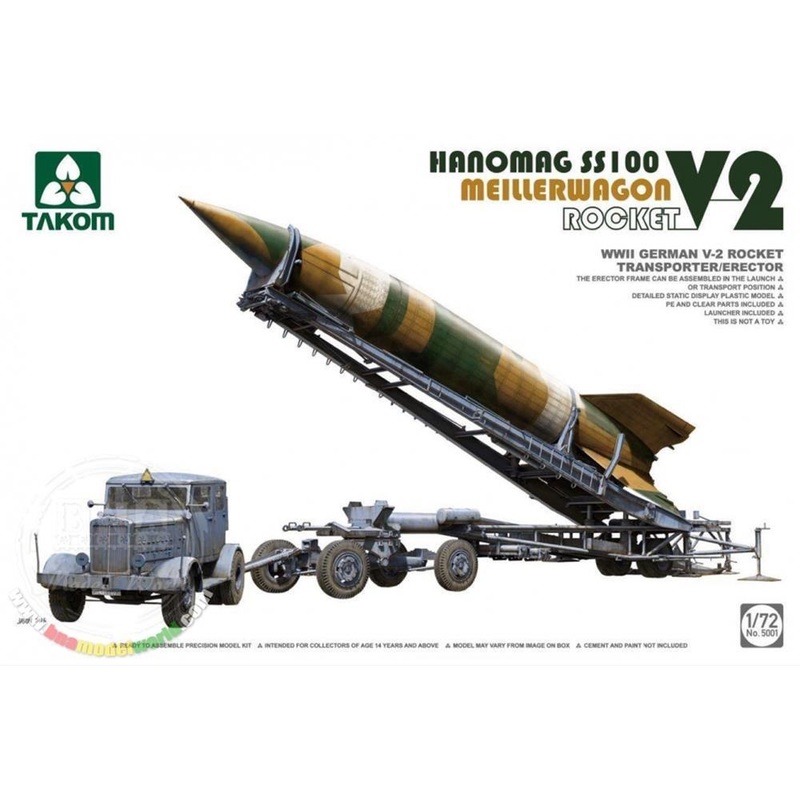 Takom 5001 1/72 WWII German V-2 Rocket Transporter/Erector Meillerwagen+Hanomag SS100