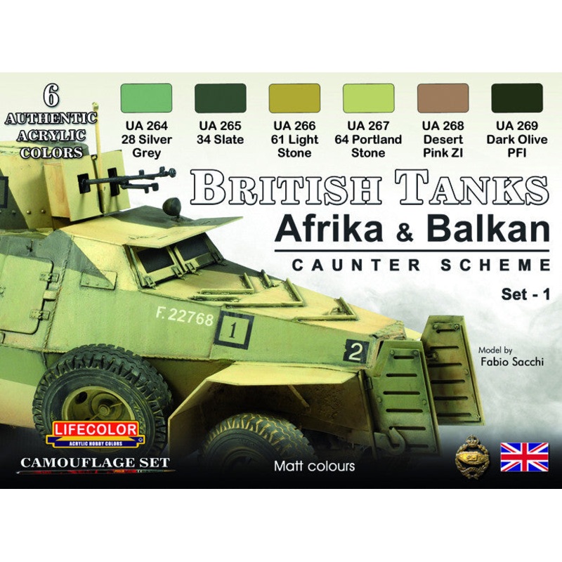 LifeColor CS43 British Tanks #1 Acrylic Paint Set