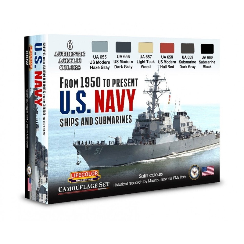 LifeColor CS52 1950-Present USN Ships and Submarines Paint Set (22ml x 6)