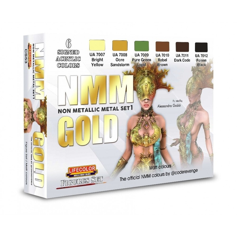 LifeColor CS53 Non Metallic Metal Paint Set 1 GOLD (22ml x 6)