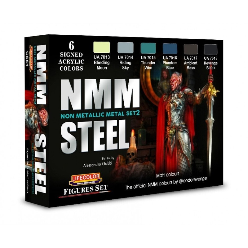 LifeColor CS54 Non Metallic Metal Paint Set 2 STEEL (22ml x 6)