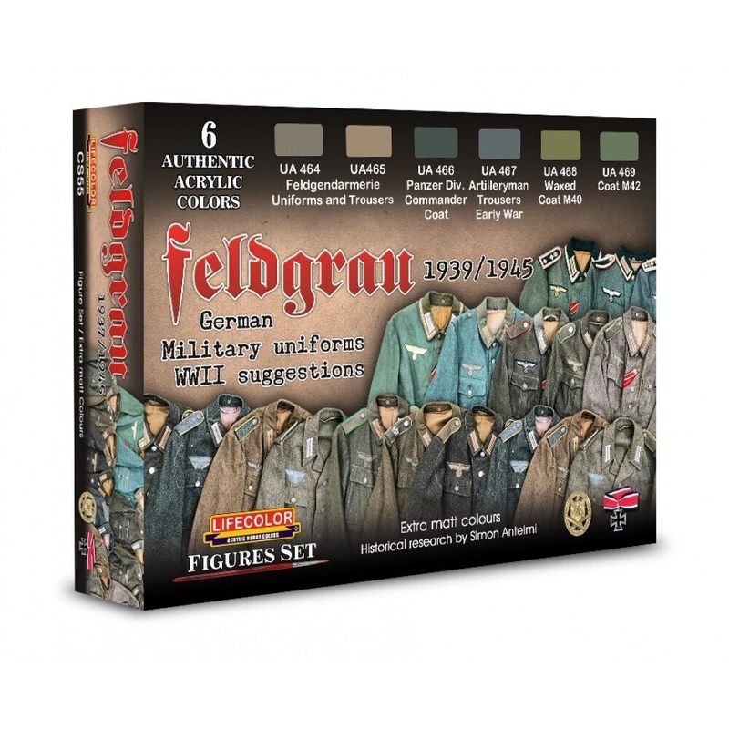 LifeColor CS55 Feldgrau 1939/45 German Uniforms Paint Set (22ml x 6)