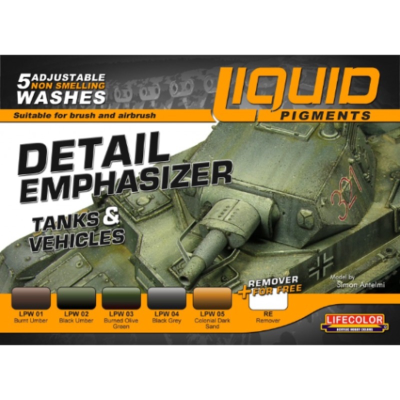 LifeColor LP01 Liquid Pigments Tanks & Vehicles (5 Wash Set)