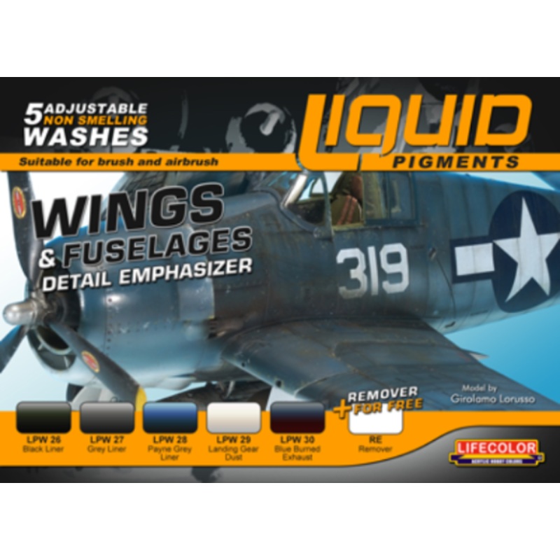 LifeColor LP06 Liquid Pigments Wings & Fuselages Detail Emphasizer (5 Wash Set)