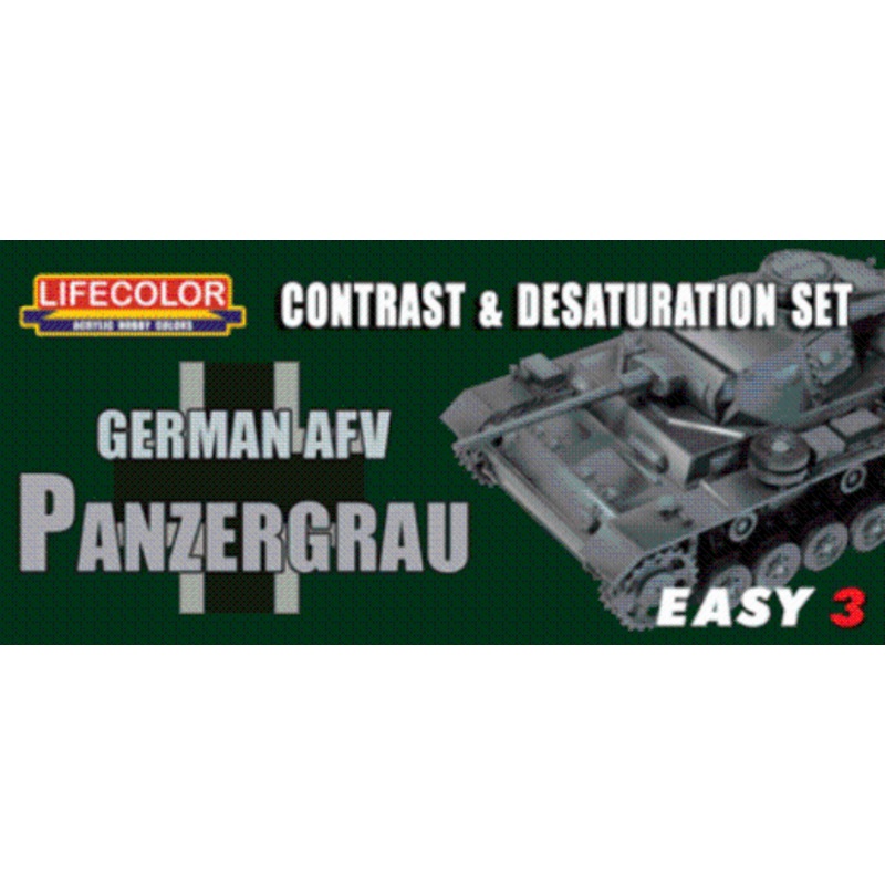 LifeColor MS02 German AFV Panzergrau Constrast Acrylic Paint Set