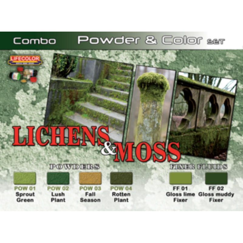 LifeColor SPG06 Lichens & Moss Powder & Color Acrylic Paint Set