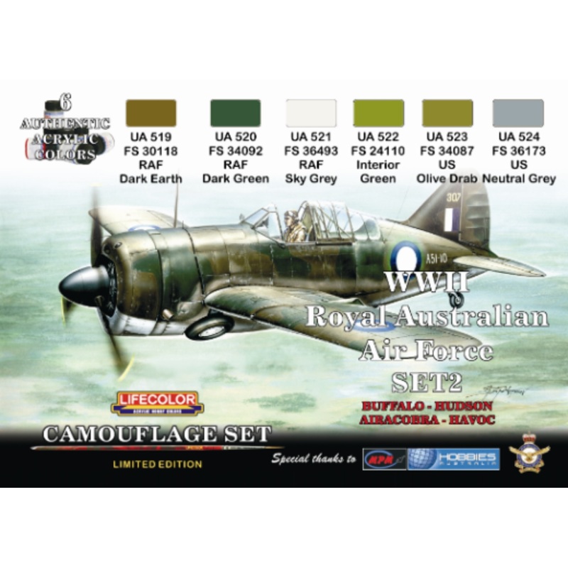 LifeColor XS02 RAAF #2 Acrylic Paint Set Australian