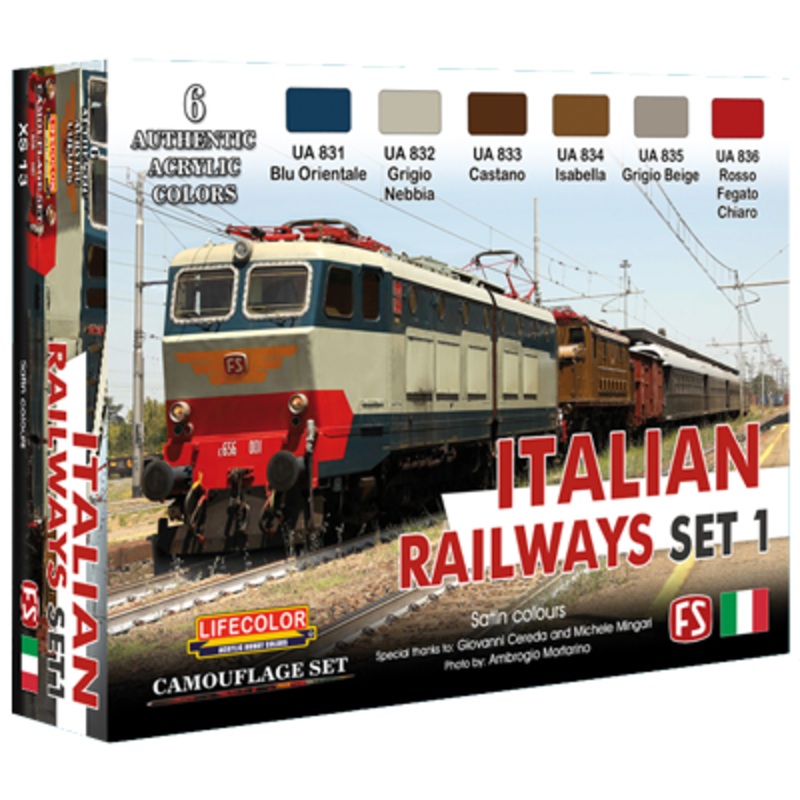 LifeColor XS13 Italian Railways Set 1 6 Colour Acrylic Paint Set