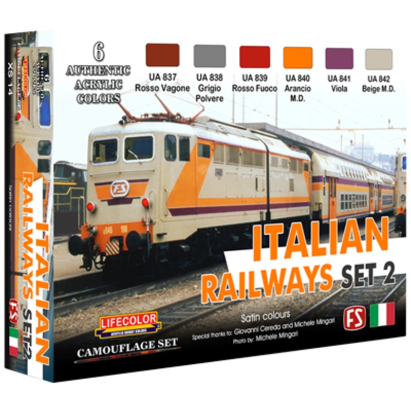 LifeColor XS14 Italian Railways Set 2 6 Colour Acrylic Paint Set