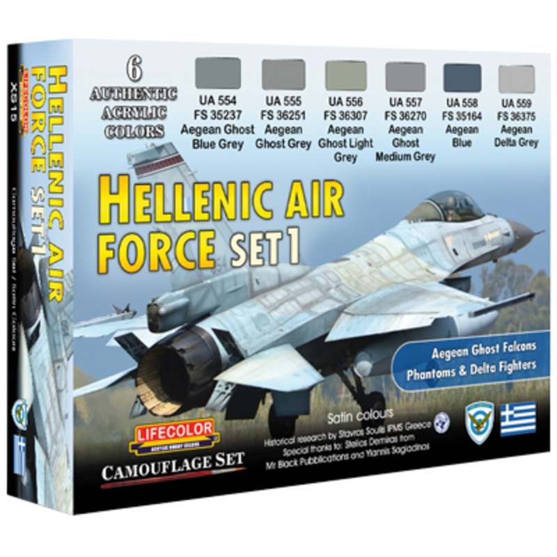 LifeColor XS15 Hellenic Air Force Set 1 6 Colour Acrylic Paint Set
