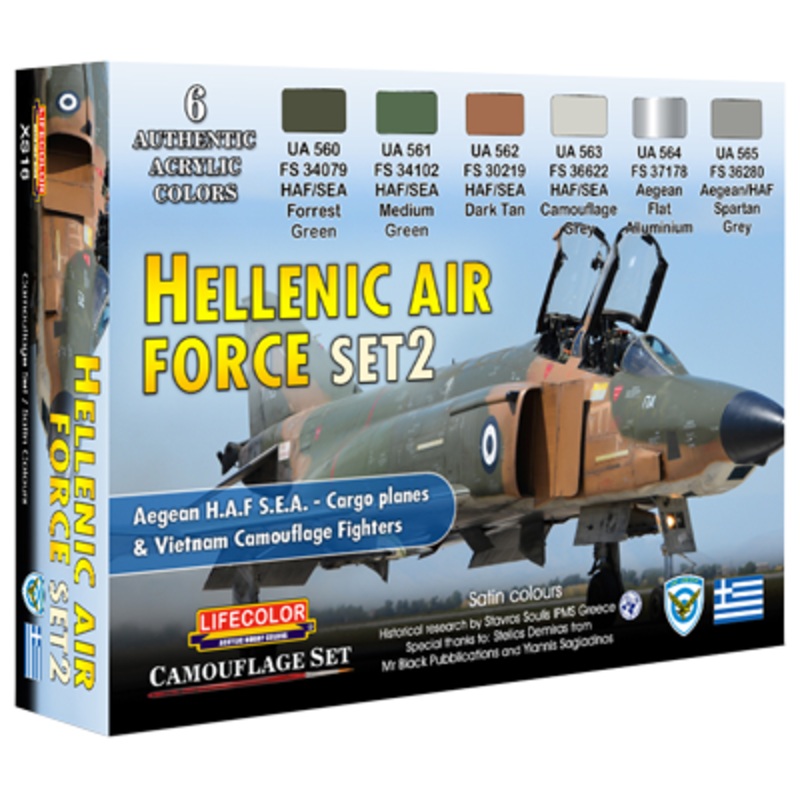 LifeColor XS16 Hellenic Air Force Set 2 6 Colour Acrylic Paint Set