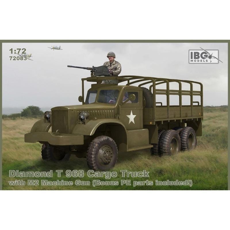 IBG Models 72083 IBG 1/72 Diamond T 968 Cargo Truck with M2 Gun Plastic Model Kit [72083]