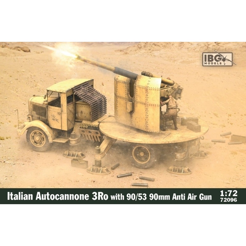 IBG Models 72096 IBG 1/72 Italian Autocannone 3Ro with 90/53 90mm AA Gun Plastic Model Kit